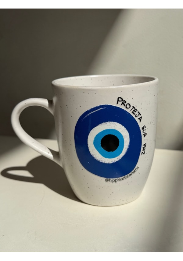 Caneca Estrelada Branca - Olho Grego - 330ml