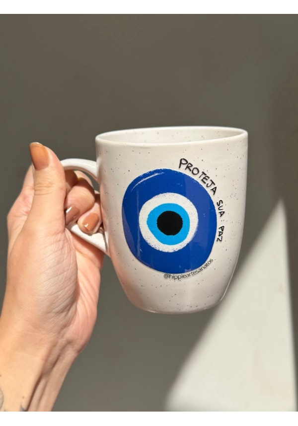 Caneca Estrelada Branca - Olho Grego - 330ml