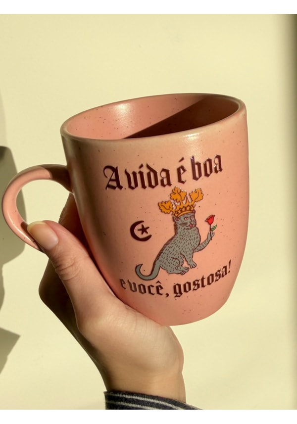 Caneca Estrelada Rosa - A vida é boa, e você, gostosa! - 330ml