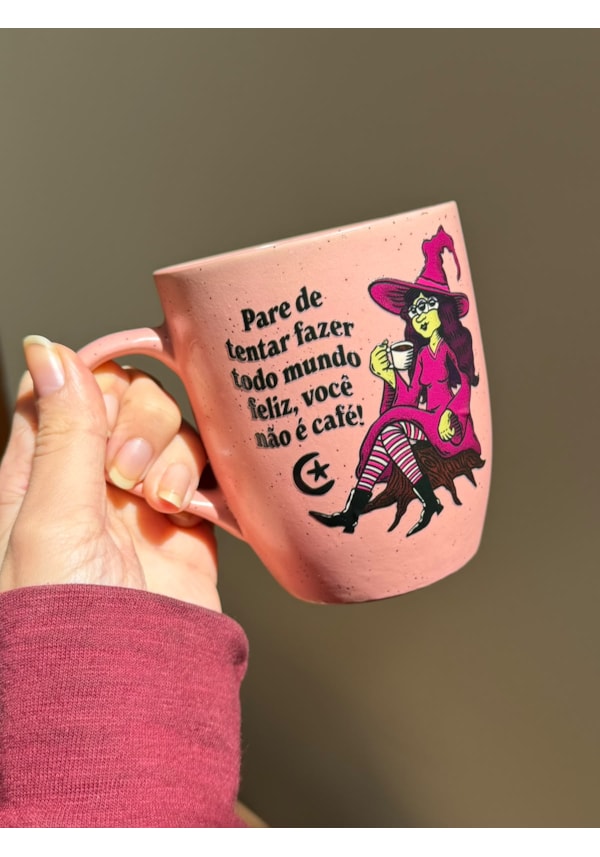 Caneca Estrelada Rosa - Bruxa Café - 330ml