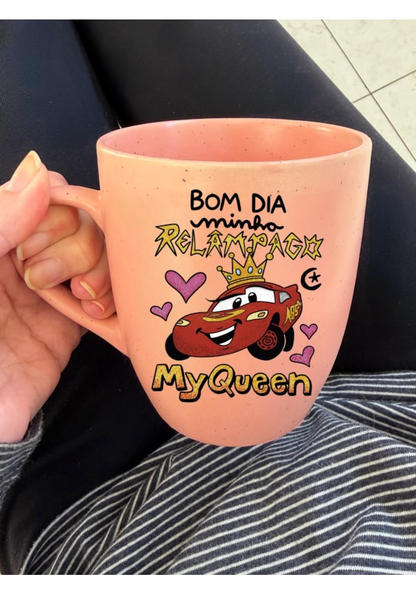 Caneca Estrelada Rosa - Relâmpago Myqueen - 330ml
