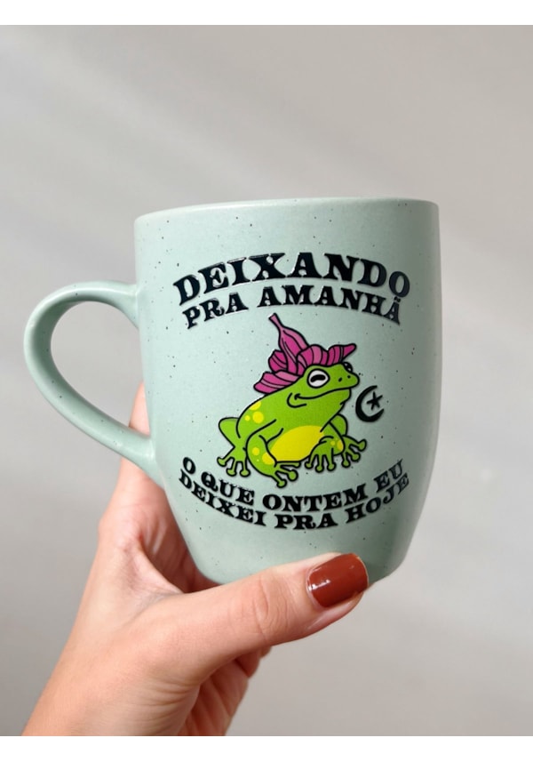 Caneca Estrelada Verde - Deixando Pra Amanhã - 330ml