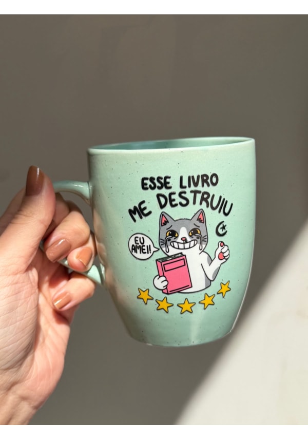 Caneca Estrelada Verde - Esse livro me destruiu - 330ml