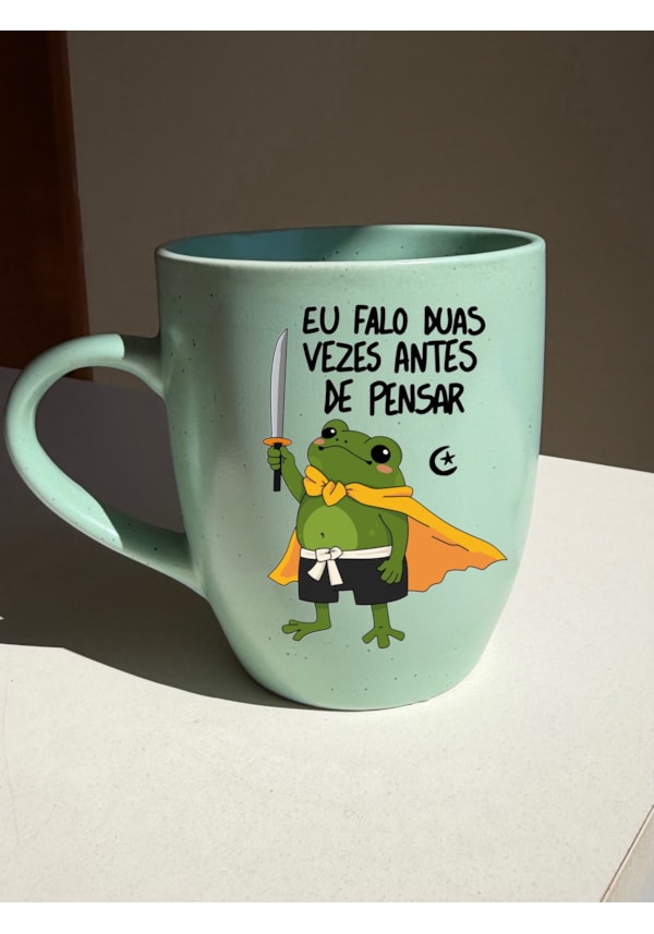 Caneca Estrelada Verde - Eu falo duas vezes antes de pensar - 330ml