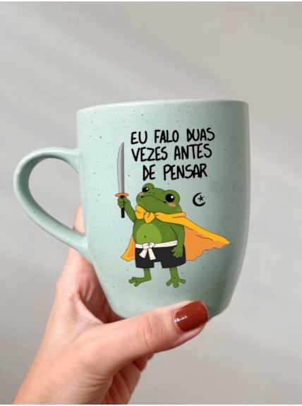 Caneca Estrelada Verde - Eu falo duas vezes antes de pensar - 330ml
