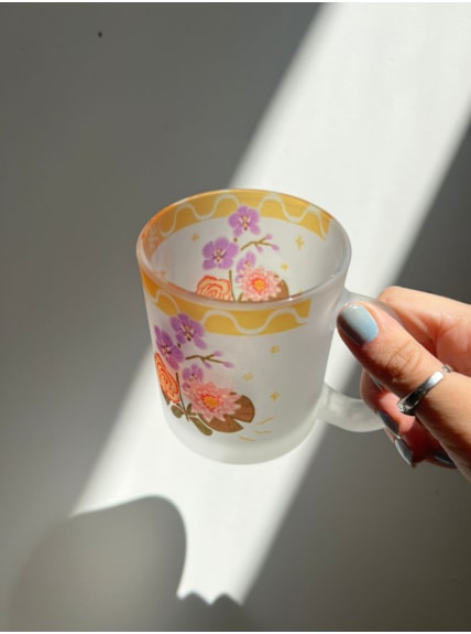 Caneca Flores Brasileiras - Vidro Jateado