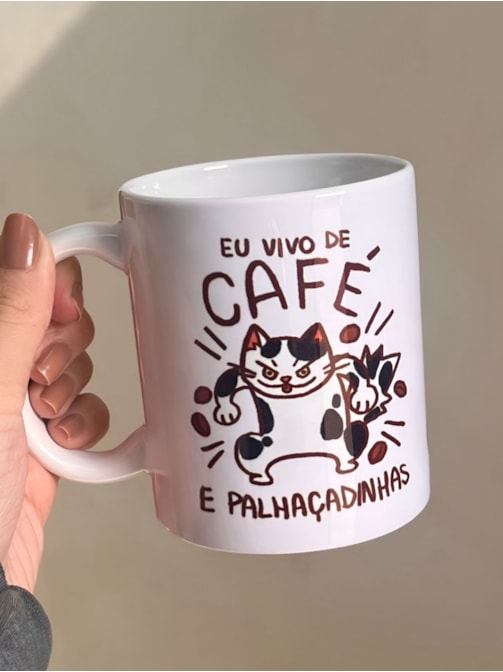 Caneca Gato Café e Palhaçadinhas