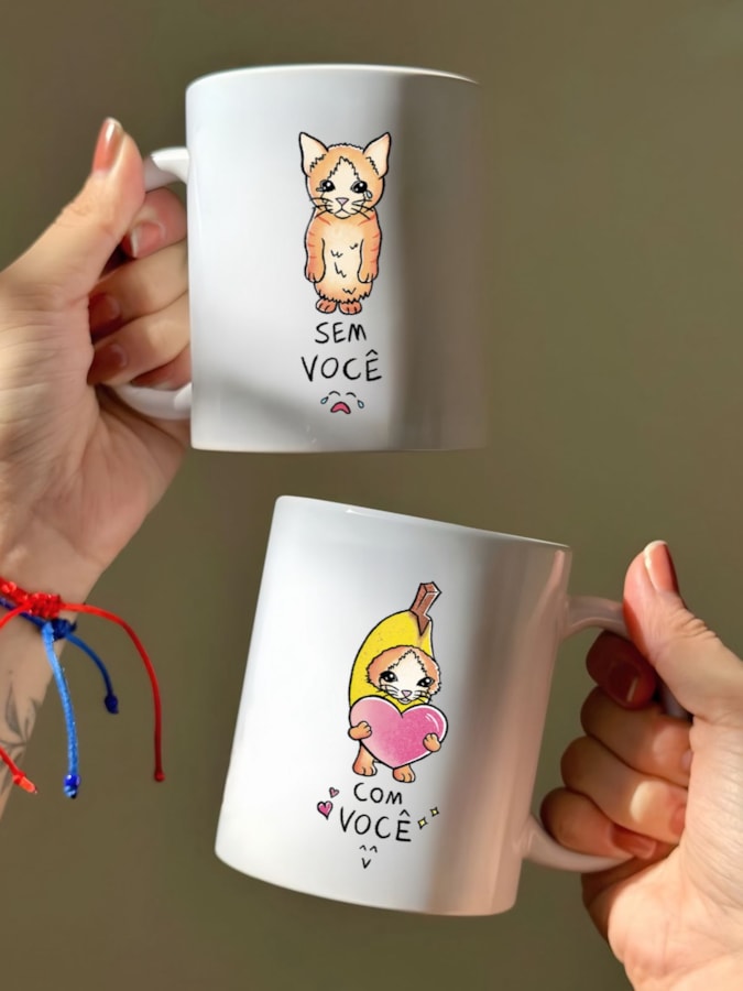 Caneca Gato Com e Sem Você — imagem 1