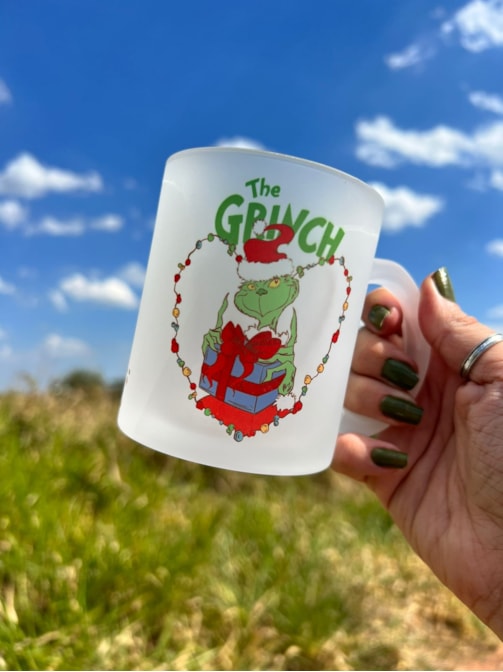 Caneca Grinch - Vidro Jateado
