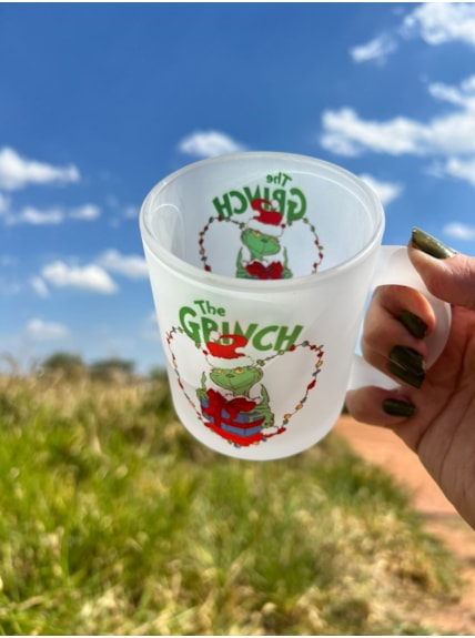 Caneca Grinch - Vidro Jateado