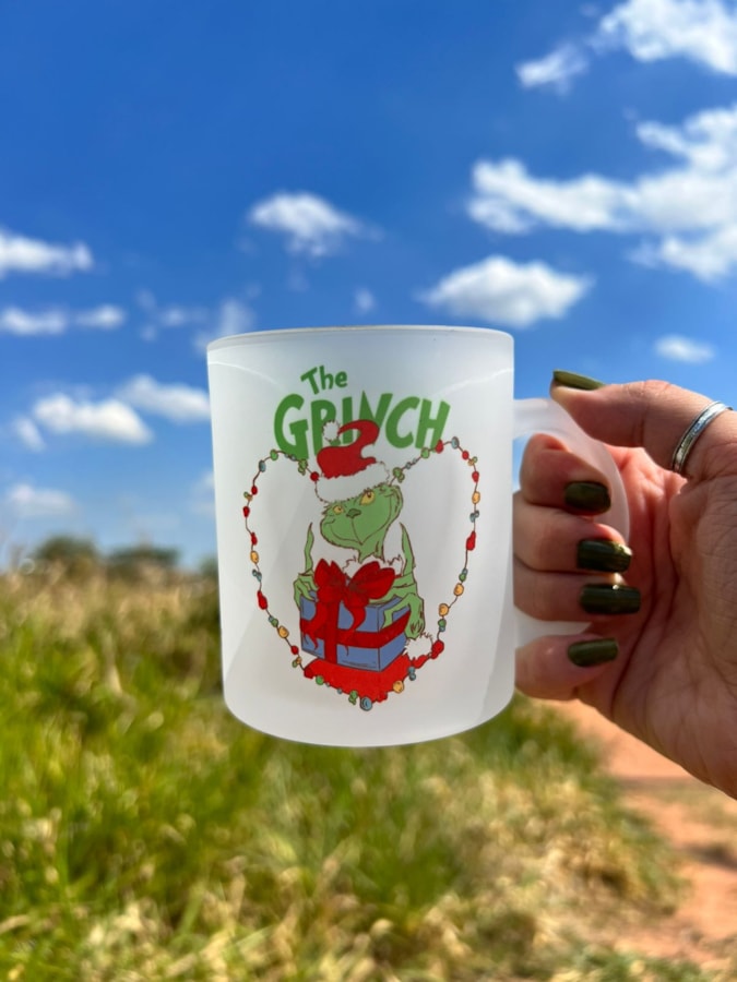 Caneca Grinch - Vidro Jateado — imagem 3