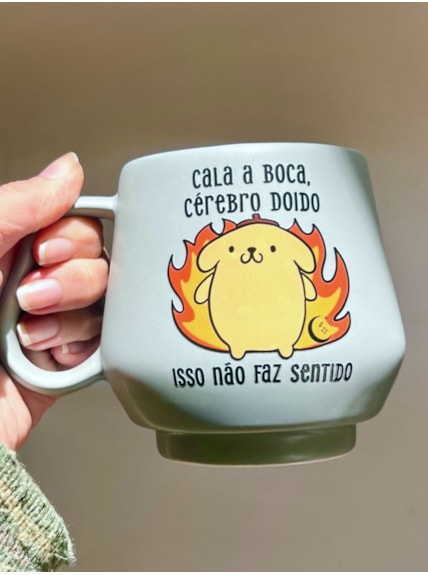 Caneca Hortelã Cerâmica - Cérebro Doido - 330ml