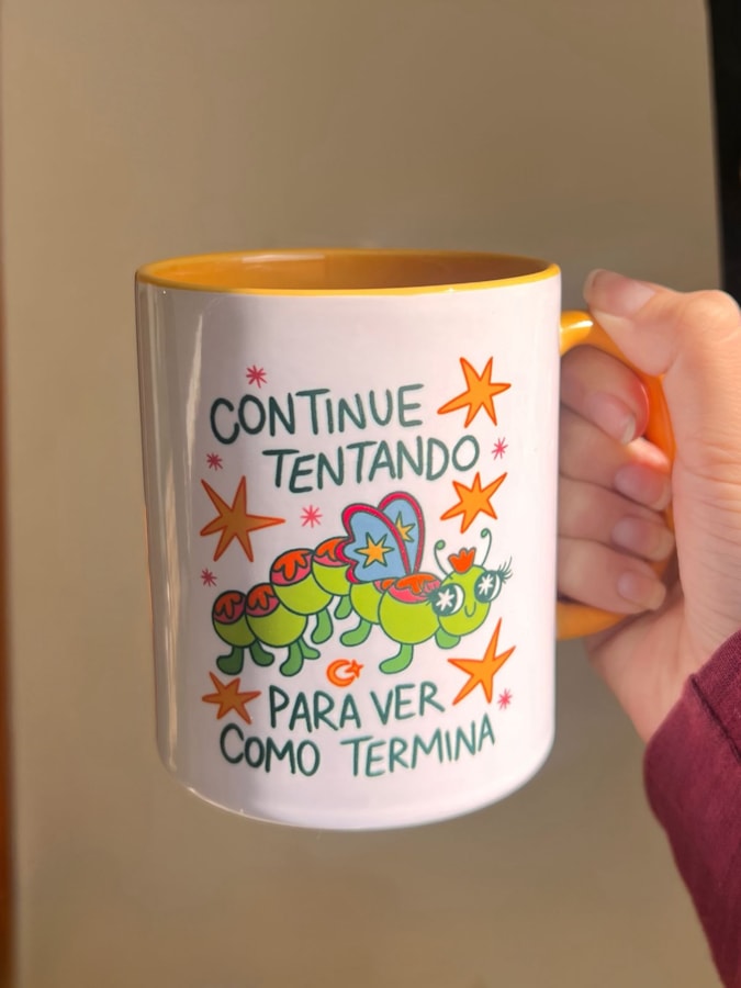Caneca Lagarta continue tentando - Alça Amarela — imagem 2