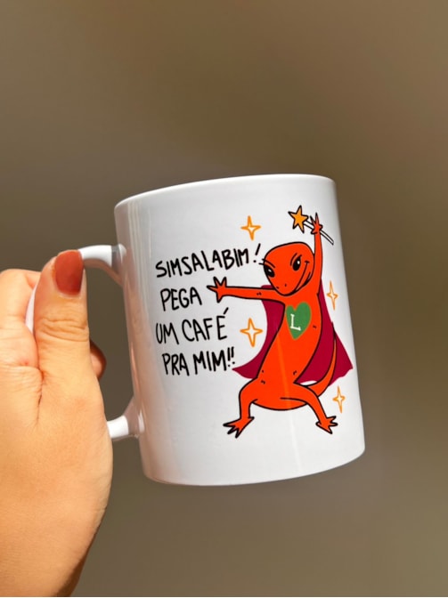 Caneca Lagartixa Sinsalabim Pega Um Café Pra Mim