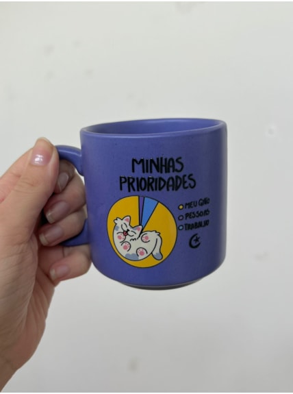 Caneca Meia Noite - Minhas Prioridades Meu Gato - 235ml