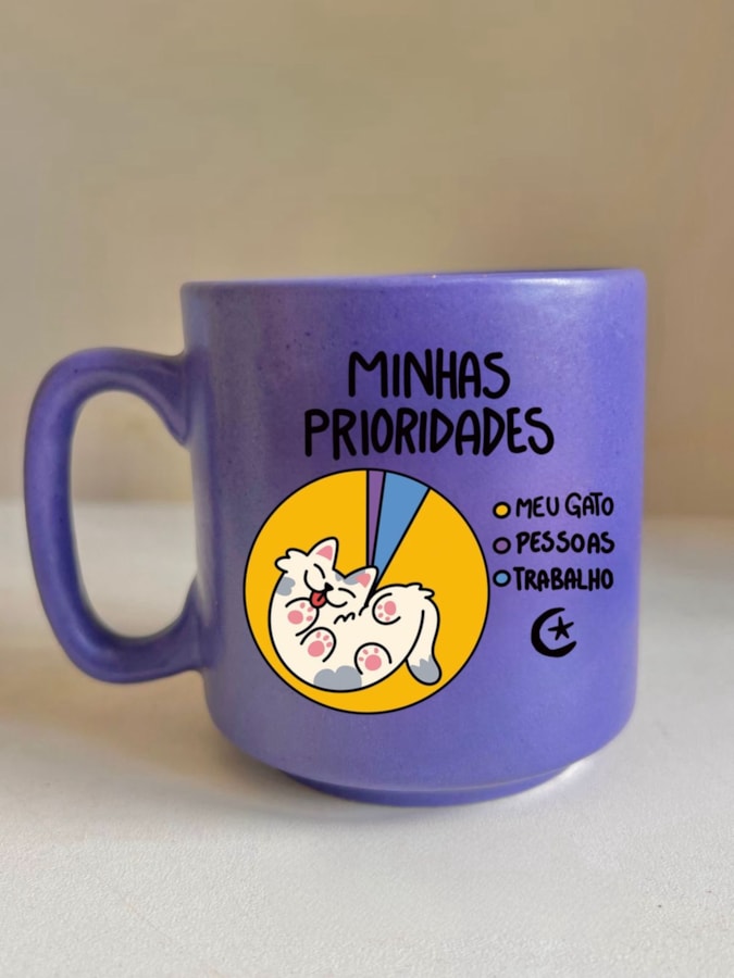 Caneca Meia Noite - Minhas Prioridades Meu Gato - 235ml — imagem 1