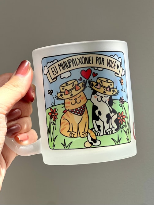 Caneca Miaupaixonei por Você - Vidro Jateado