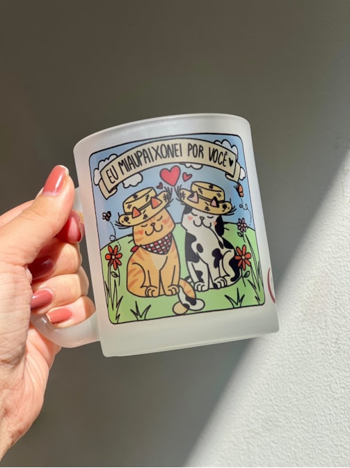 Caneca Miaupaixonei por Você - Vidro Jateado