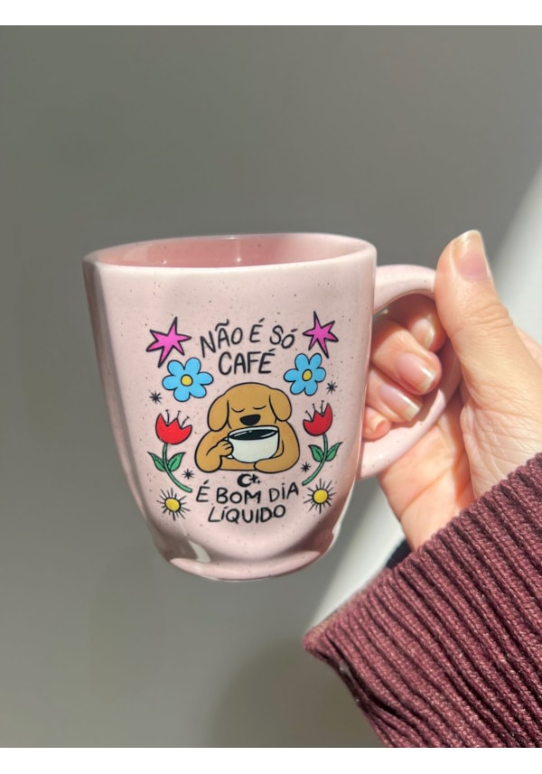 Caneca Névoa - Café é Bom dia Líquido - Rosa - 260ml