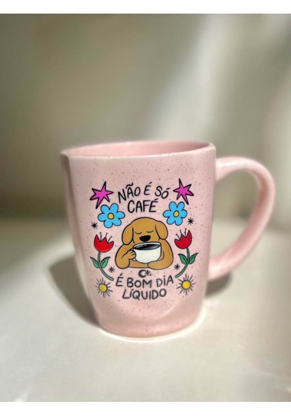 Caneca Névoa - Café é Bom dia Líquido - Rosa - 260ml