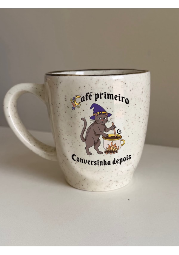 Caneca Névoa - Café Primeiro - Gato Medieval - 260ml