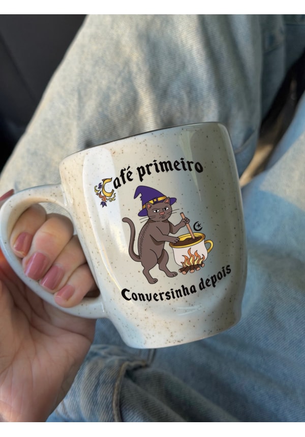 Caneca Névoa - Café Primeiro - Gato Medieval - 260ml