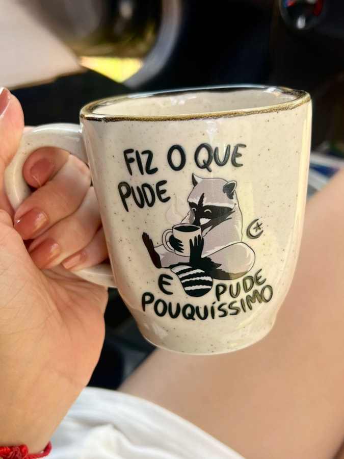 Caneca Névoa - Fiz o que pude Guaxinin - 260ml — imagem 1