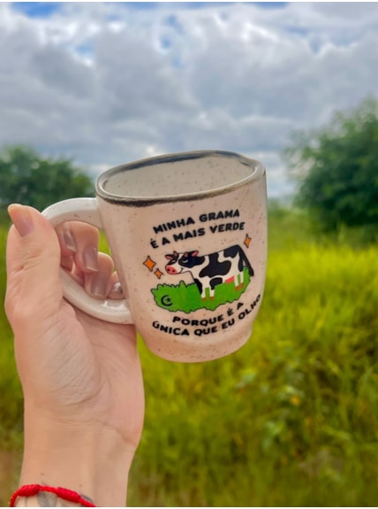 Caneca Névoa - Vaca Grama Verde - 260ml