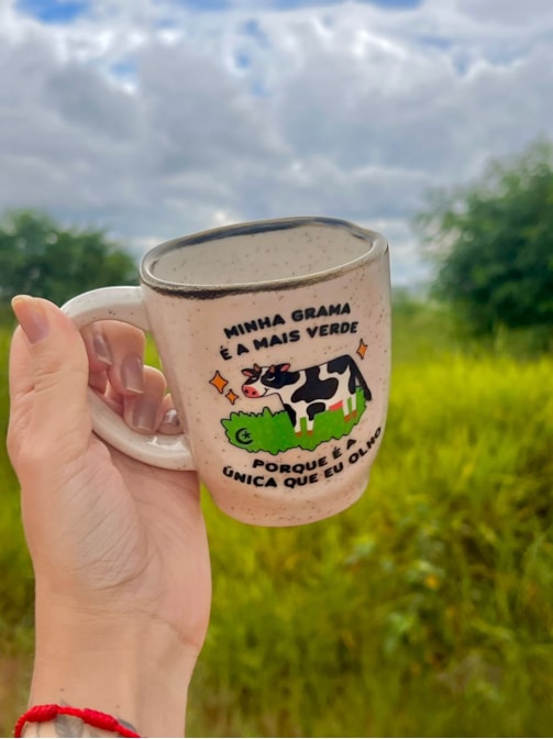 Caneca Névoa - Vaca Grama Verde - 260ml