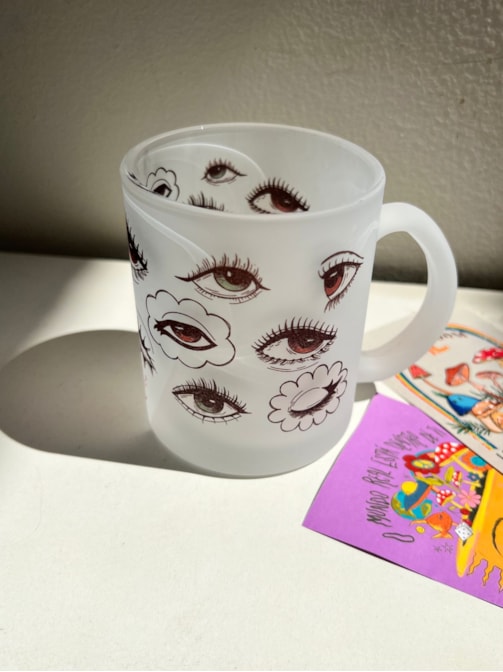 Caneca Olhos Hipnotize - Vidro Jateado