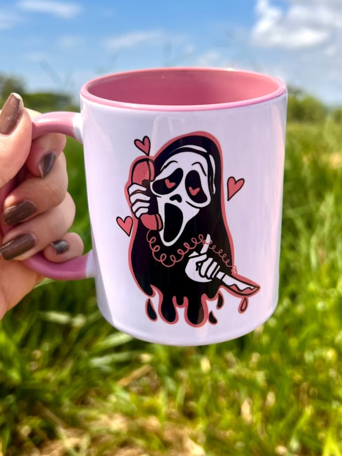 Caneca Pânico - Alça Rosa — imagem 1