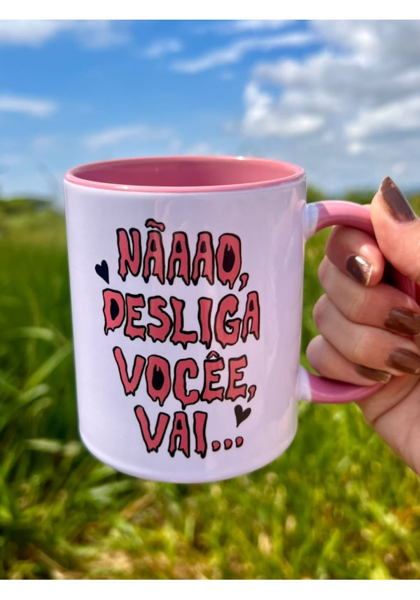 Caneca Pânico - Alça Rosa