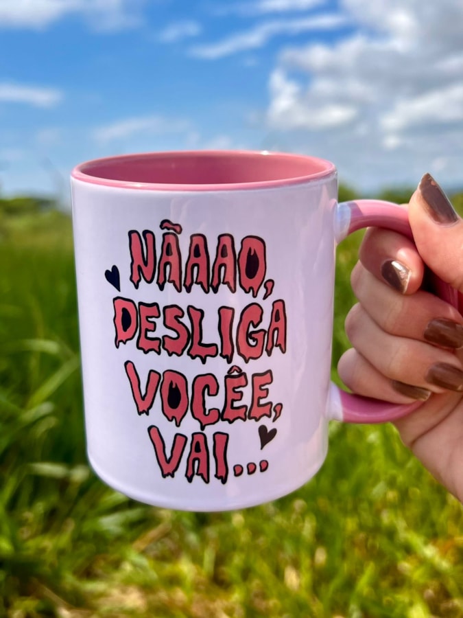 Caneca Pânico - Alça Rosa — imagem 2