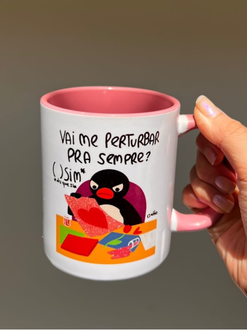 Caneca Pingo Cartão de Amor - Alça Rosa