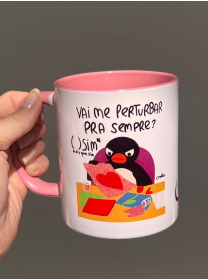 Caneca Pingo Cartão de Amor - Alça Rosa