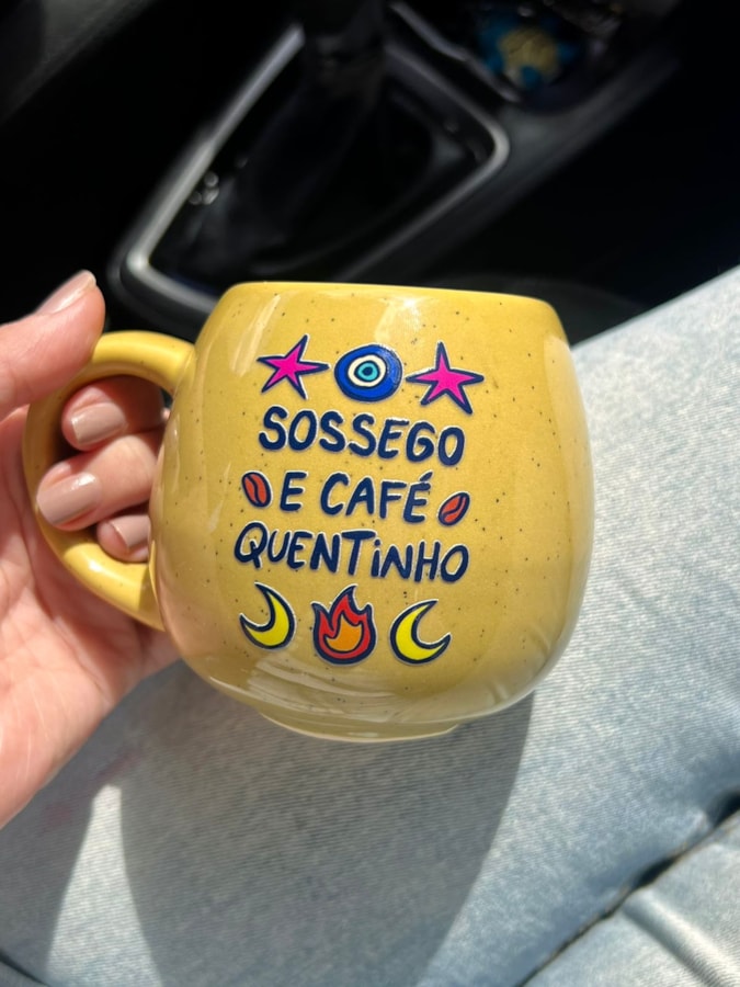 Caneca Redonda Abacate - Sossego e Café quentinho - 300ml — imagem 3
