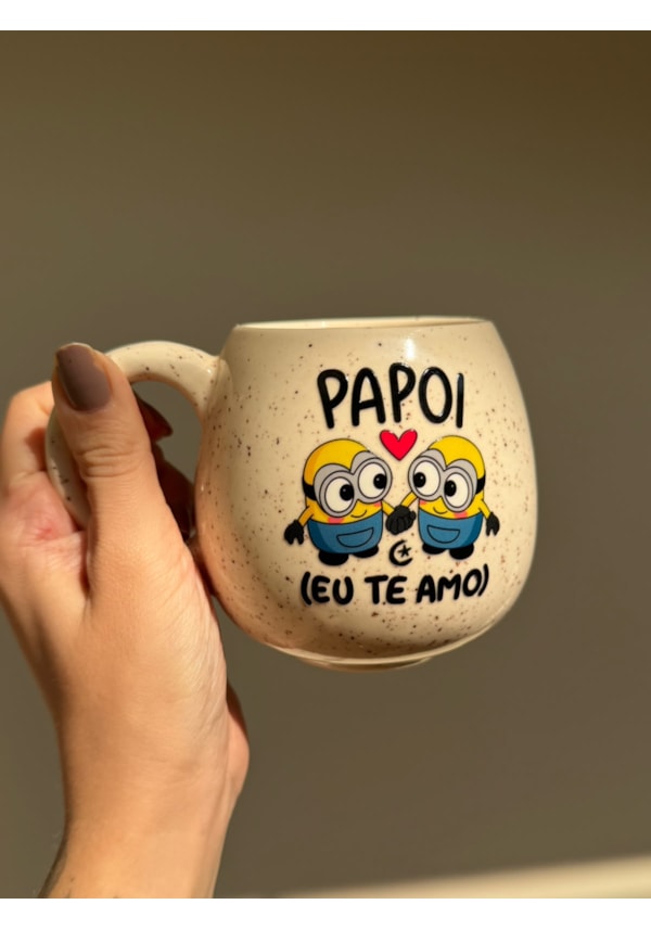Caneca Redonda Creme - Minions papoi - 300ml