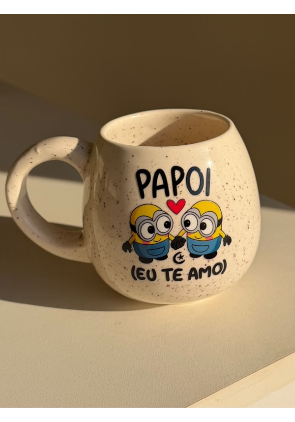 Caneca Redonda Creme - Minions papoi - 300ml