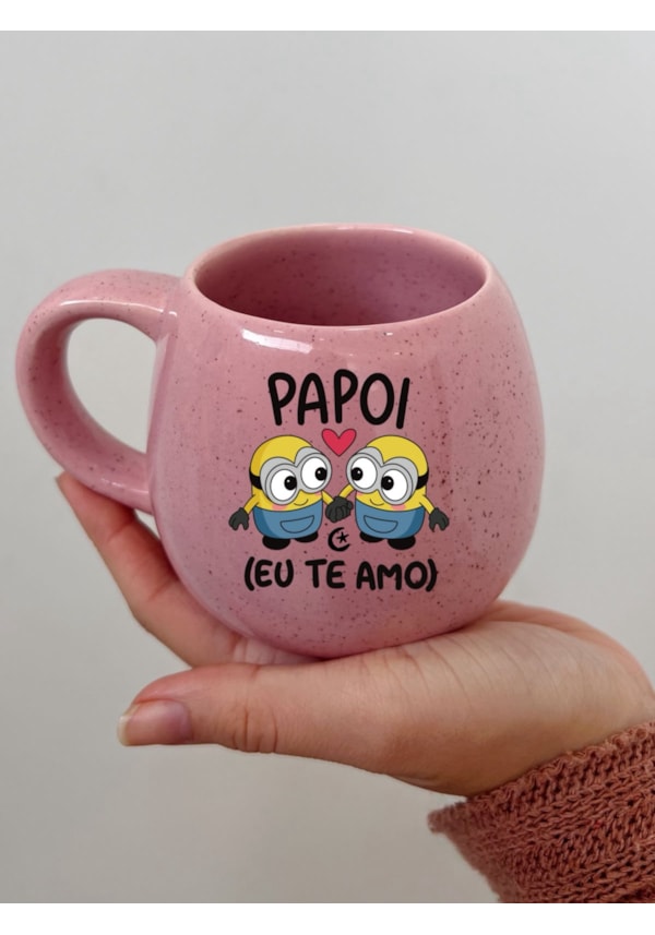 Caneca Redonda Rosa - Minions Papoi - 300ml