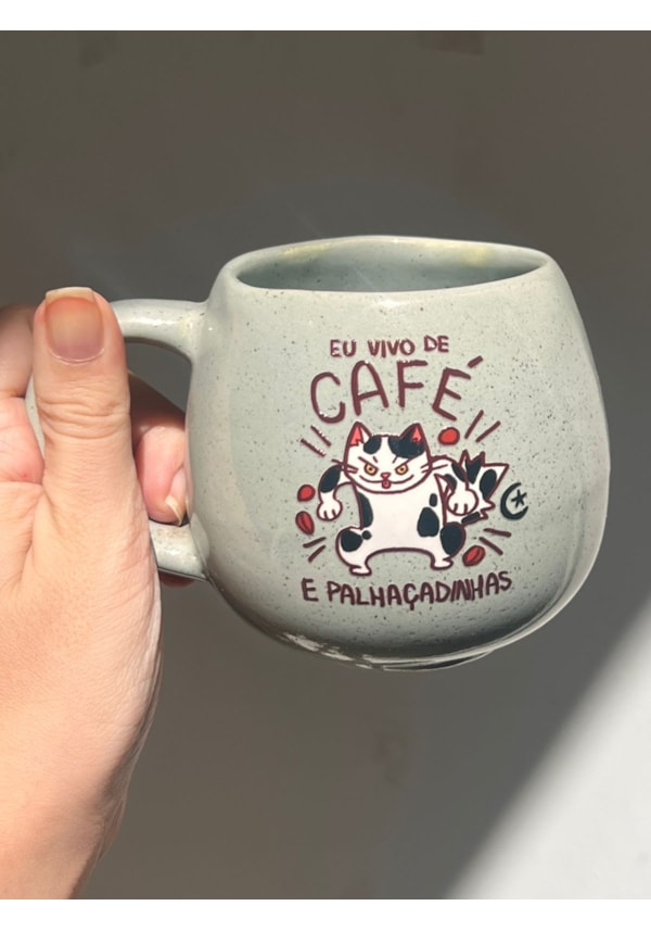 Caneca Redonda Verde - Café e Palhaçadinhas - 300ml