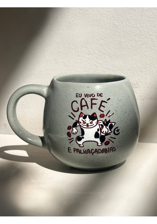Caneca Redonda Verde - Café e Palhaçadinhas - 300ml