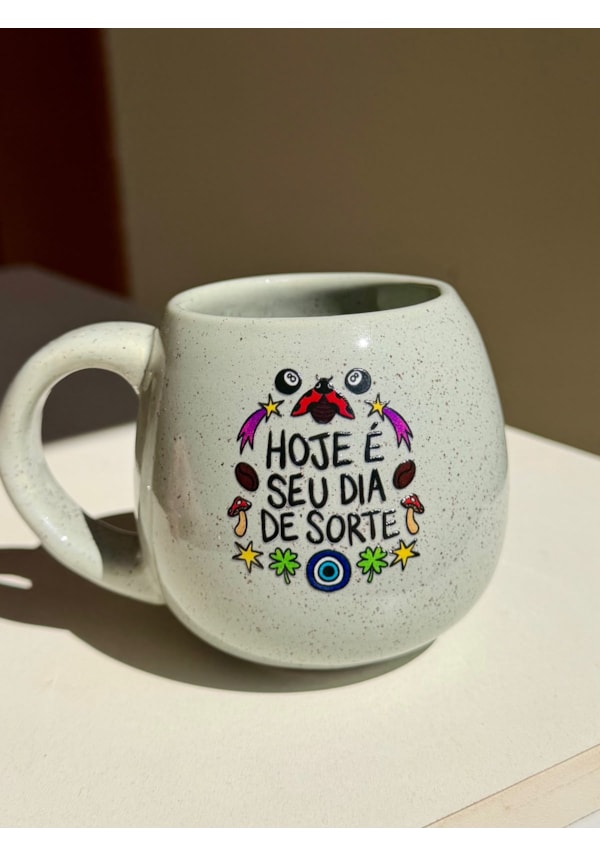 Caneca Redonda Verde - Dia de sorte - 300ml