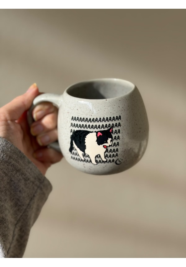 Caneca Redonda Verde - Gato aaaa - 300ml