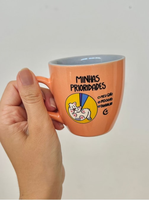 Caneca Salmão minhas Prioridades - 180ml