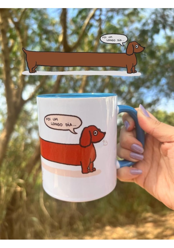 Caneca Salsicha - Alça Azul