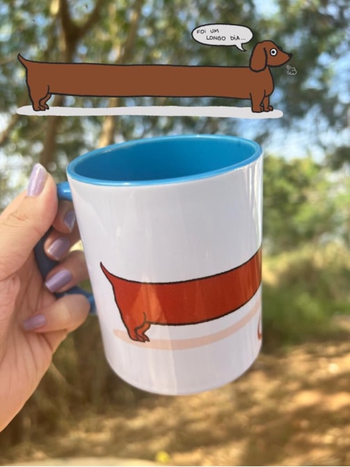 Caneca Salsicha - Alça Azul
