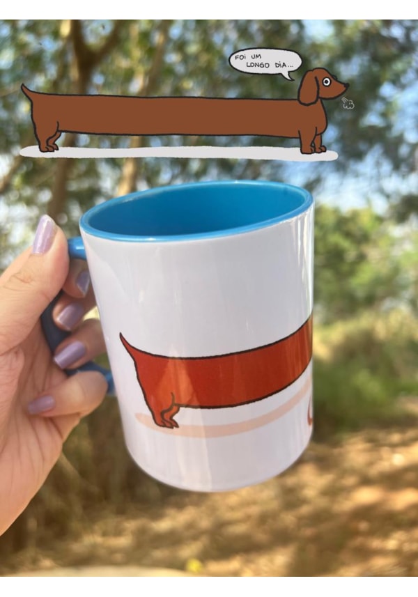 Caneca Salsicha - Alça Azul