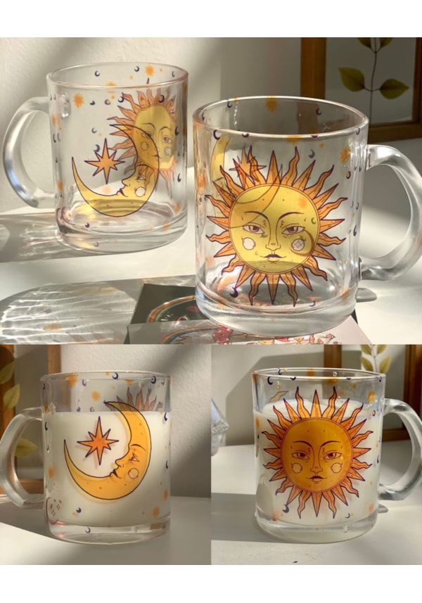 Caneca Sol e Lua de Vidro
