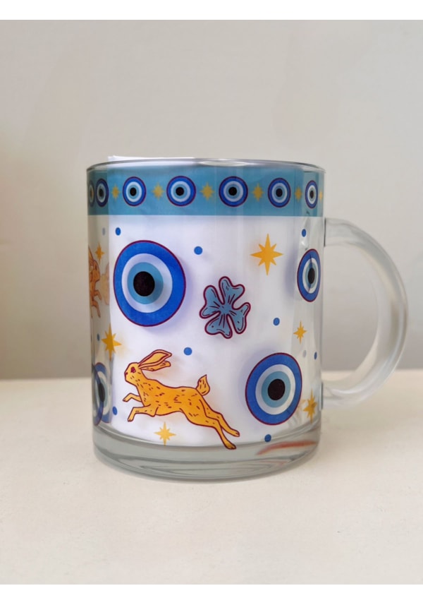 Caneca Sorte, Olho Grego e Lebre de Vidro
