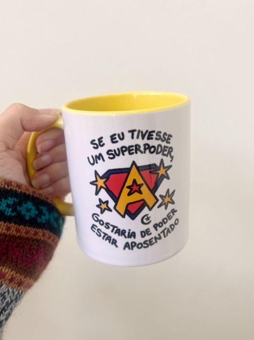 Caneca Super Aposentado - Alça Amarela